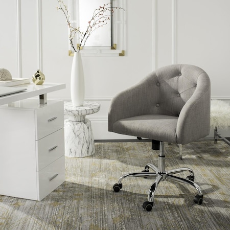 Safavieh Amy Tufted Linen Chrome Leg Swivel Office Chair, Grey OCH4500A